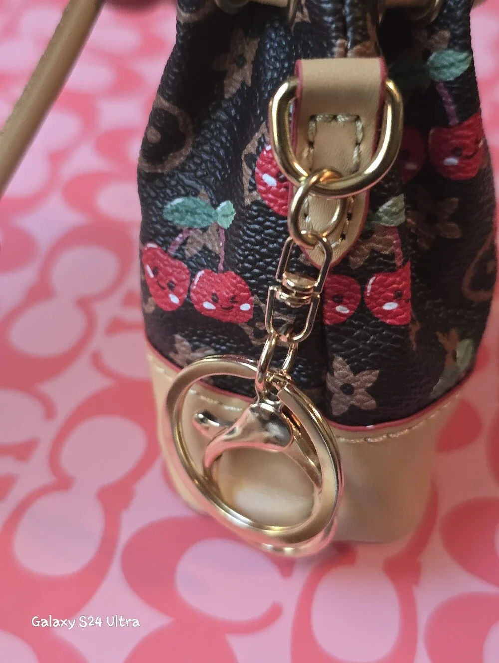 Cherry Decor Cinch Coin Pouch Bag Charm/ Keychain NEW